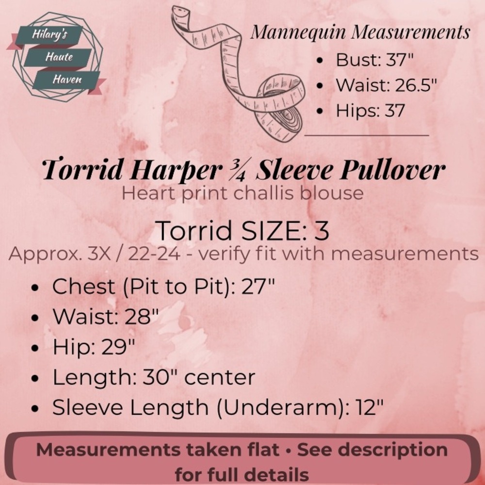 Torrid Harper Challis Blouse 3X 22/24 Hatch Hearts Cloud Dancer Roll Tab Top - Picture 3 of 14